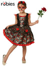 RED ROSE DAY OF THE DEAD COSTUME, CHILD - Front