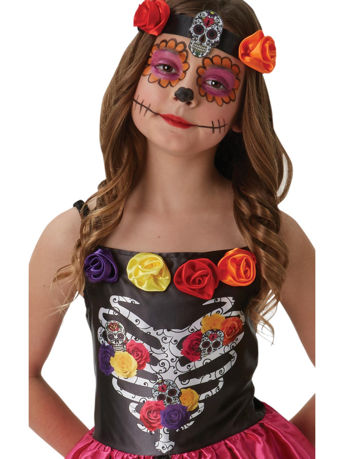 SUGAR SKULL DAY OF THE DEAD COSTUME, CHILD - 9-10 YRS - Side