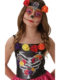 SUGAR SKULL DAY OF THE DEAD COSTUME, CHILD - 9-10 YRS - Side