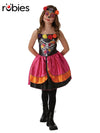 SUGAR SKULL DAY OF THE DEAD COSTUME, CHILD - 9-10 YRS - Front