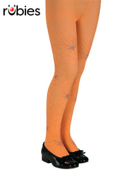 GLITTER SPIDER TIGHTS ORANGE, CHILD - S - Front