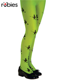 GLITTER WITCH TIGHTS GREEN, CHILD - S - Front
