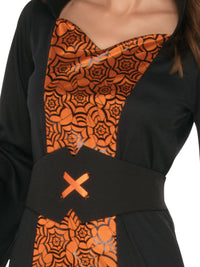 ORANGE &amp; BLACK WITCH COSTUME, ADULT - Side