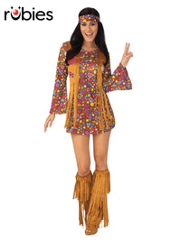 SUMMER OF LOVE LADIES HIPPIE COSTUME, ADULT - Front