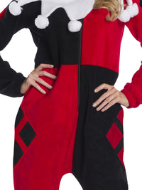 HARLEY QUINN ONESIE JUMPSUIT, ADULT - Side