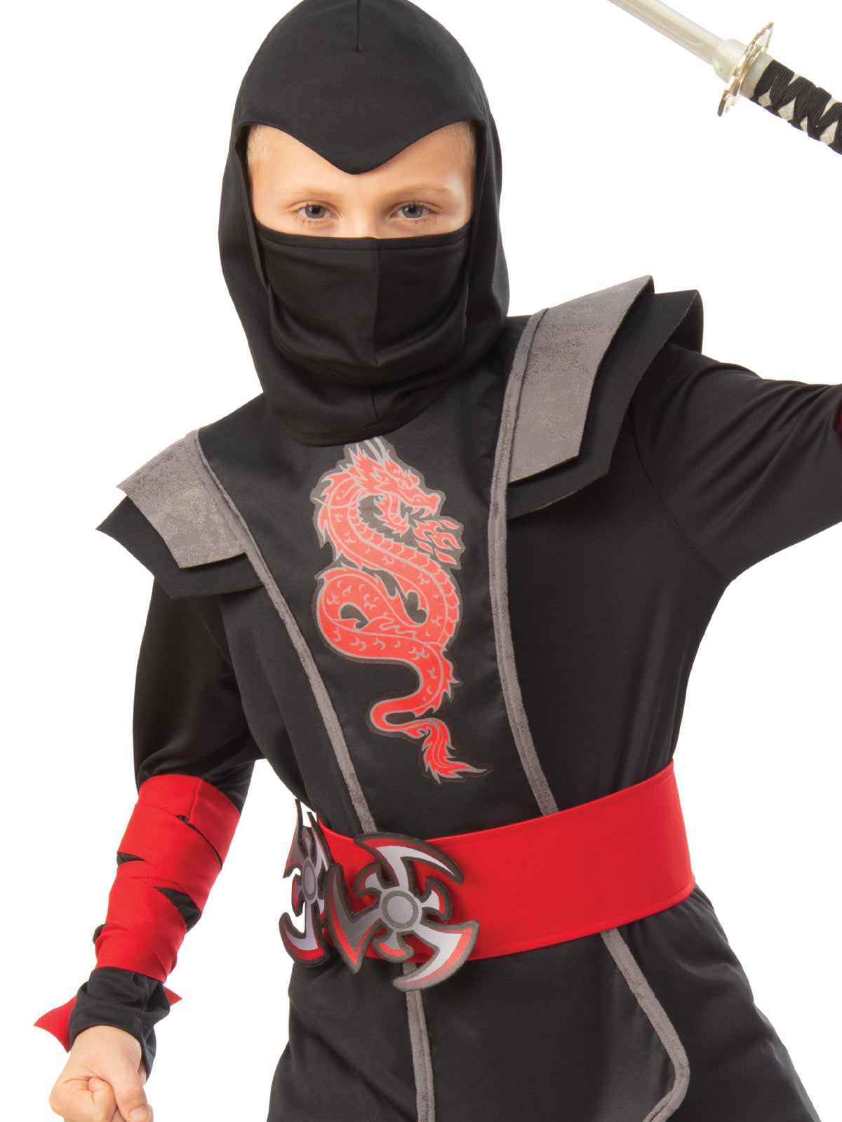 RED NINJA BOY COSTUME, CHILD - Back