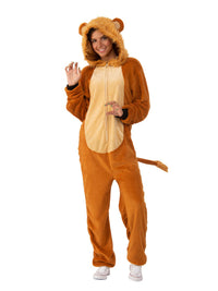 LION FURRY ONESIE COSTUME, ADULT - Back