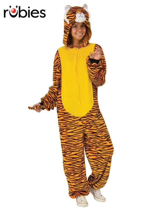 TIGER FURRY ONESIE COSTUME, ADULT - Front