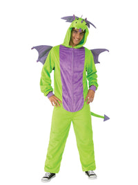 GREEN DRAGON FURRY ONESIE COSTUME, ADULT - Back