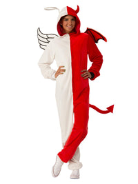 ANGEL OR DEMON FURRY ONESIE COSTUME, ADULT - Back