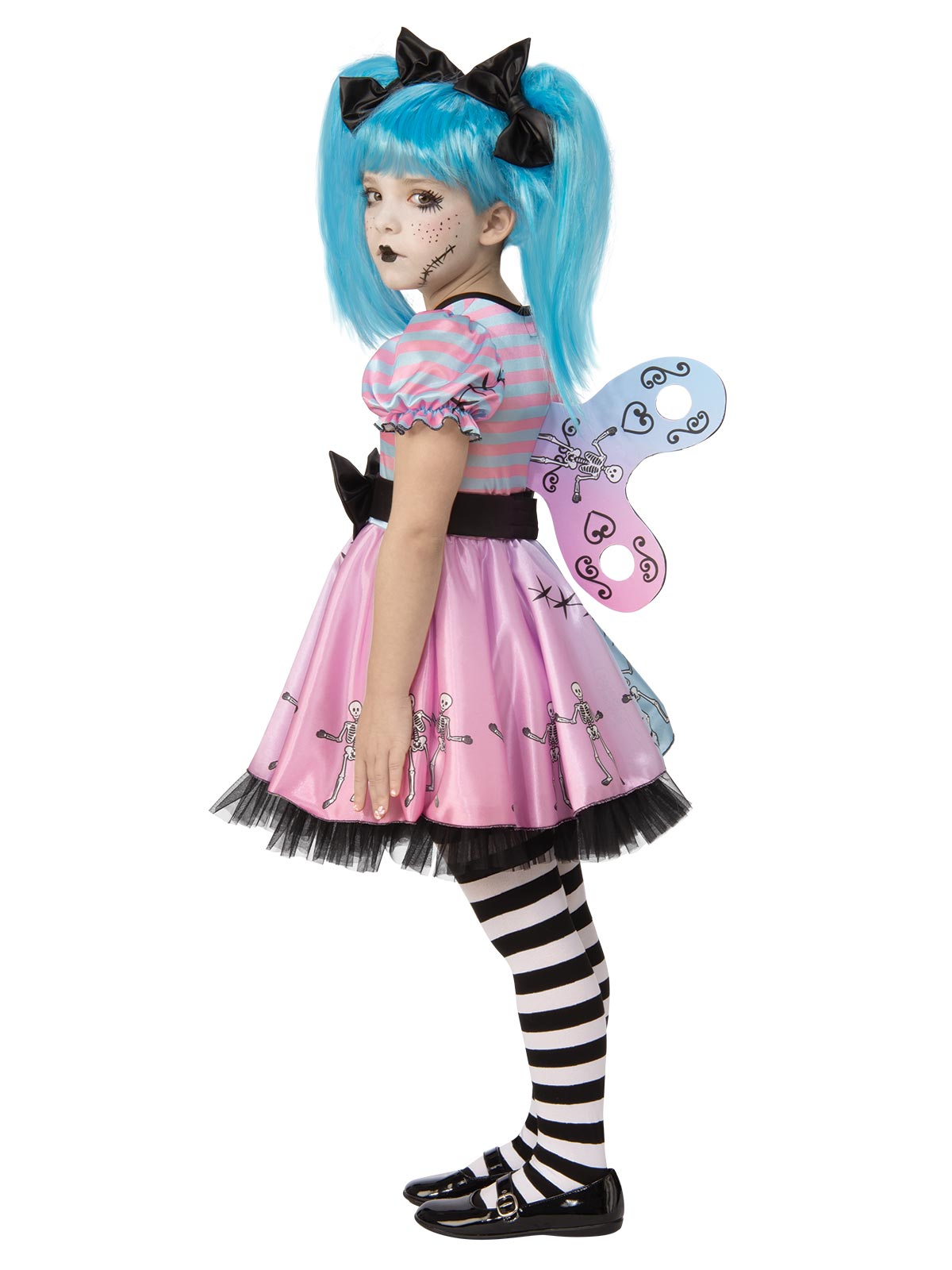 LITTLE BLUE SKELLY GIRL COSTUME, CHILD - Back
