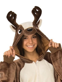 REINDEER FURRY ONESIE COSTUME, ADULT - Back