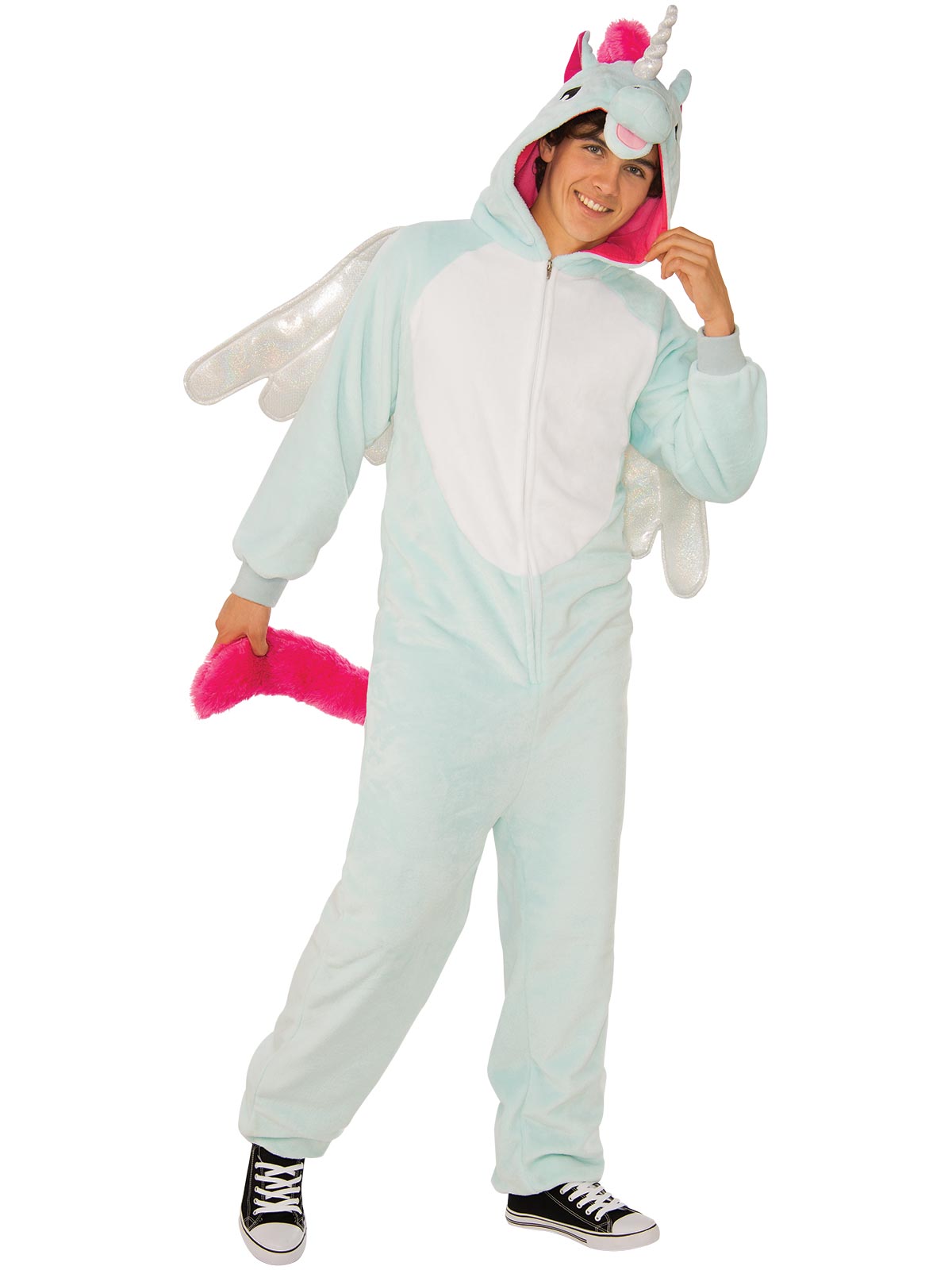 PEGACORN FURRY ONESIE COSTUME, ADULT - Back