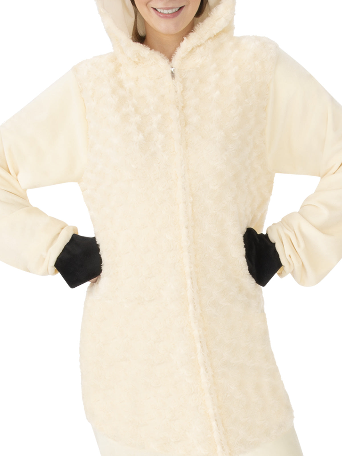 LLAMA HOODED ONESIE COSTUME, ADULT - Side