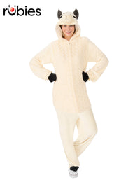 LLAMA HOODED ONESIE COSTUME, ADULT - Front