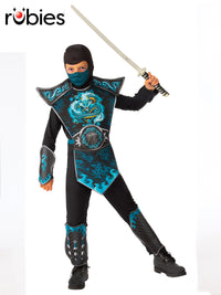 BLUE DRAGON NINJA COSTUME, CHILD - S - Front