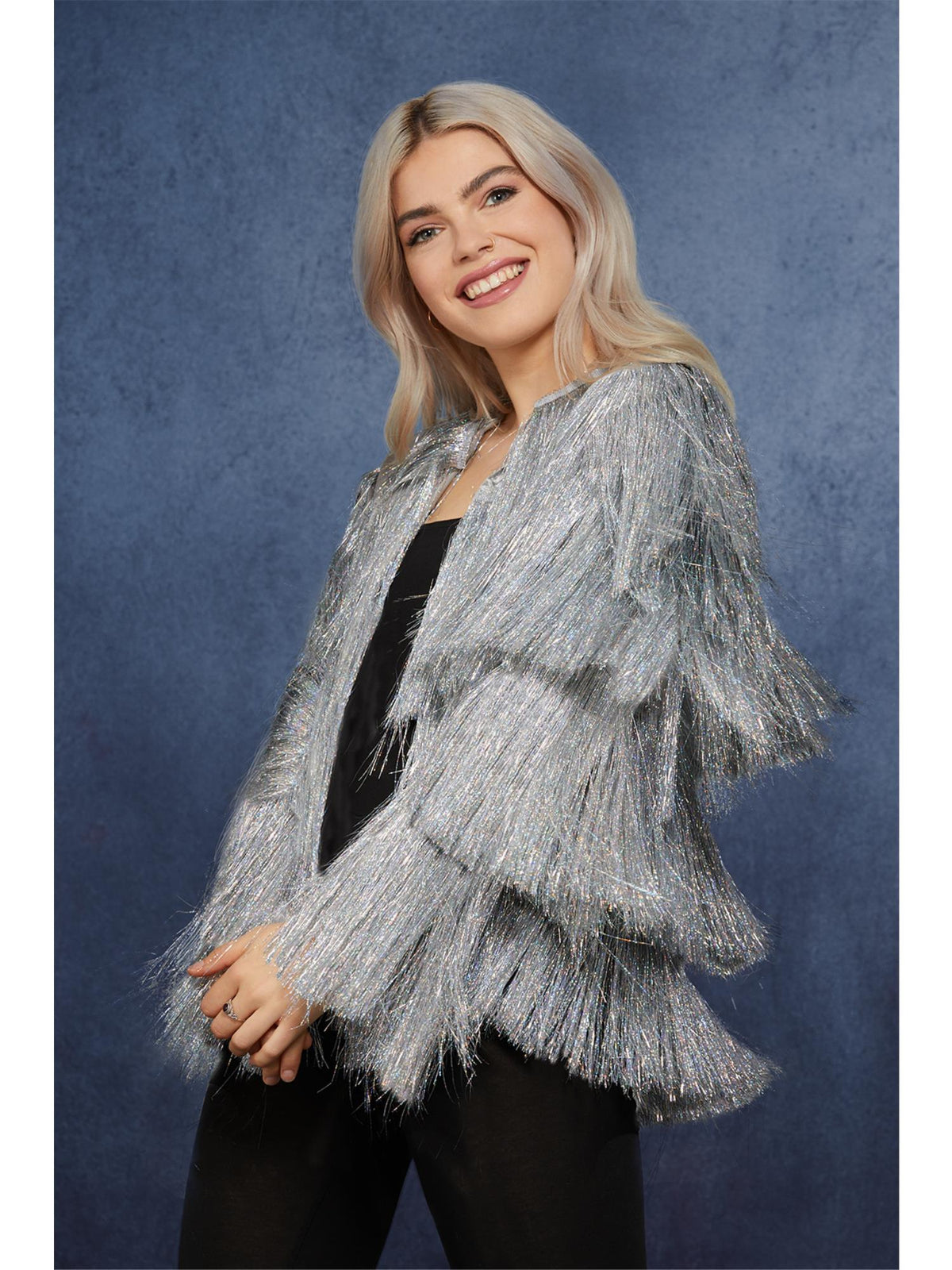 FEVER TINSEL FESTIVAL JACKET, SILVER - Back