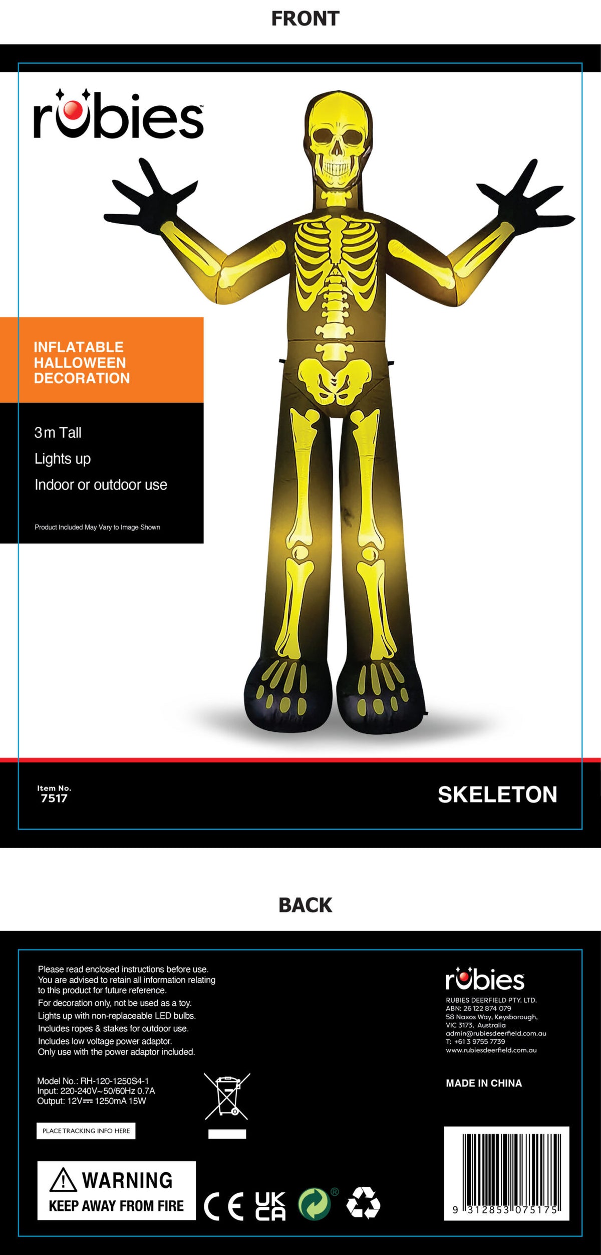 SKELETON INFLATABLE - 10FT TALL