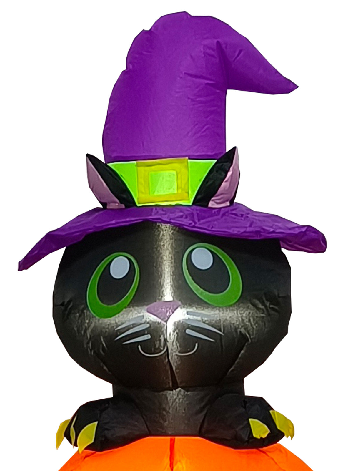 BLACK CAT ON PUMPKIN INFLATABLE - 4FT TALL - Side