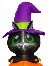 BLACK CAT ON PUMPKIN INFLATABLE - 4FT TALL - Side