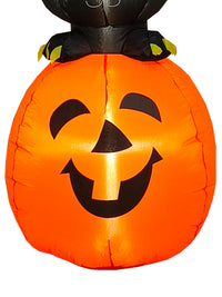 BLACK CAT ON PUMPKIN INFLATABLE - 4FT TALL - Back