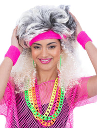 80S NEON SWEATBANDS, PINK - Front