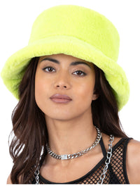 90S GREEN FUR BUCKET HAT, ADULT - Back