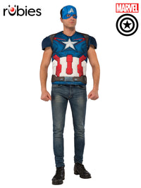 CAPTAIN AMERICA COSTUME TOP, ADULT - Front