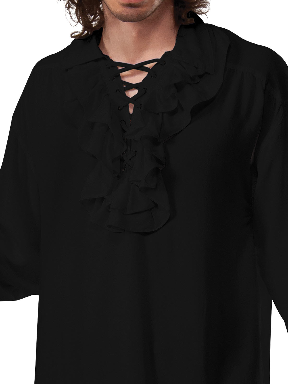 RUFFLED PIRATE SHIRT BLACK, ADULT - Back