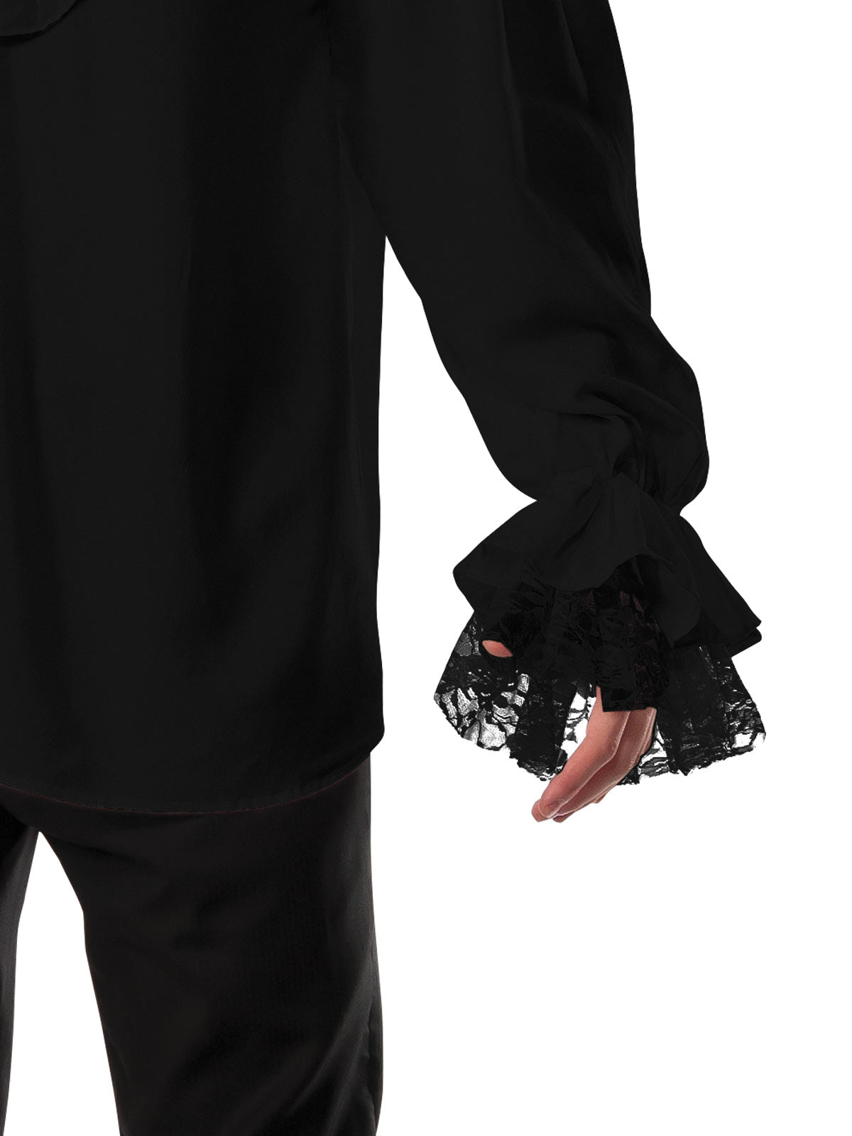 RUFFLED PIRATE SHIRT BLACK, ADULT - Side