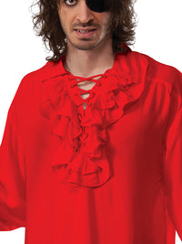 RUFFLED PIRATE SHIRT RED, ADULT - Back