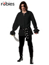 COTTON PIRATE SHIRT BLACK, ADULT - Front