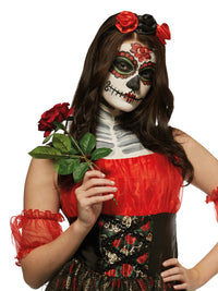RED ROSE DAY OF THE DEAD COSTUME, ADULT - L - Back