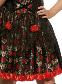 RED ROSE DAY OF THE DEAD COSTUME, ADULT - L - Side
