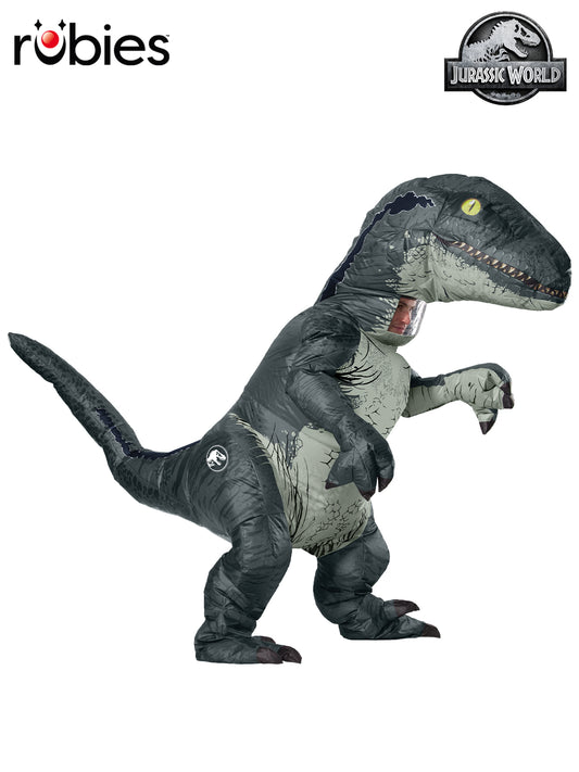 VELOCIRAPTOR BLUE INFLATABLE COSTUME, ADULT - STD - Front