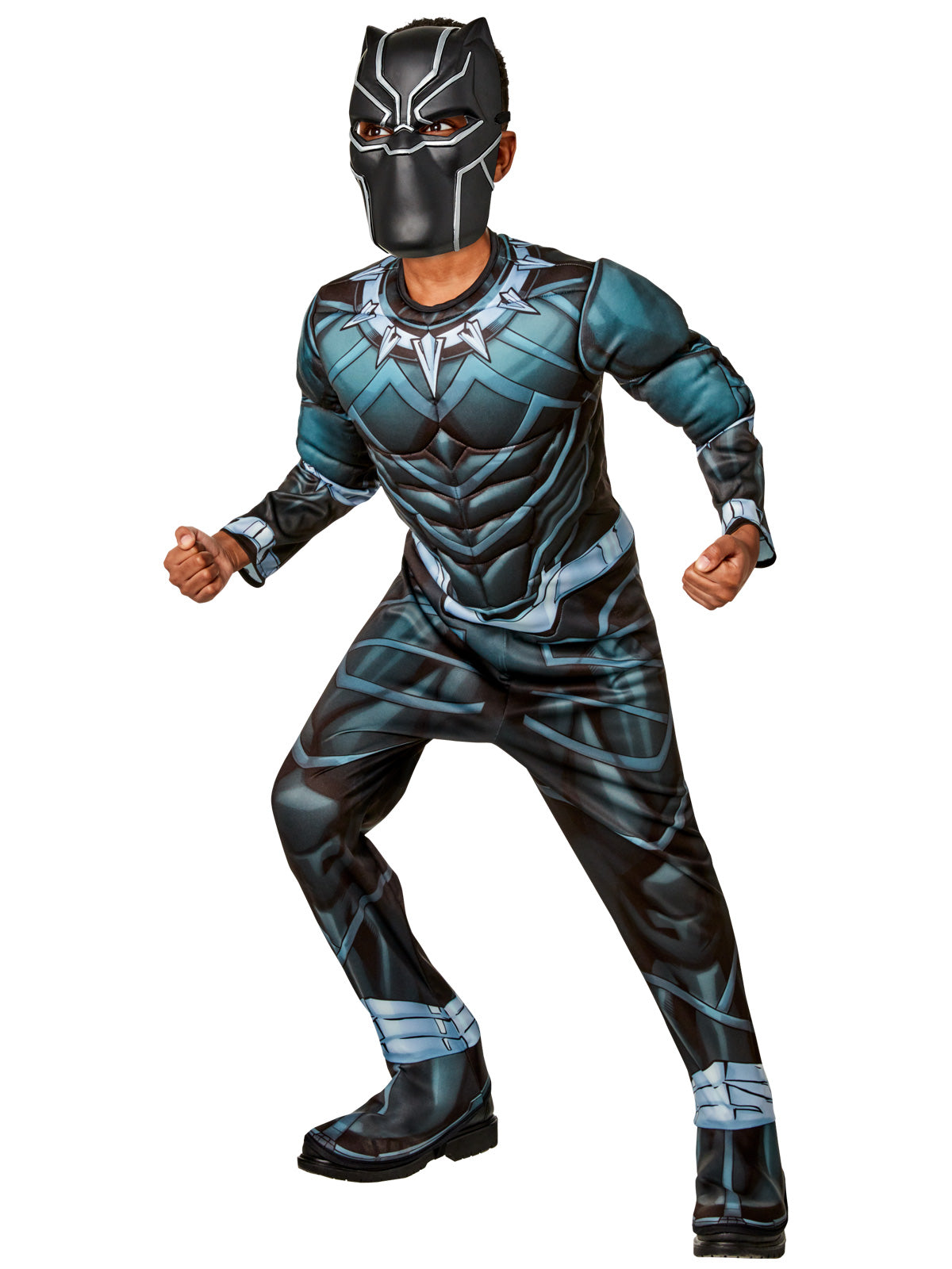 BLACK DELUXE PANTHER COSTUME, CHILD - Back