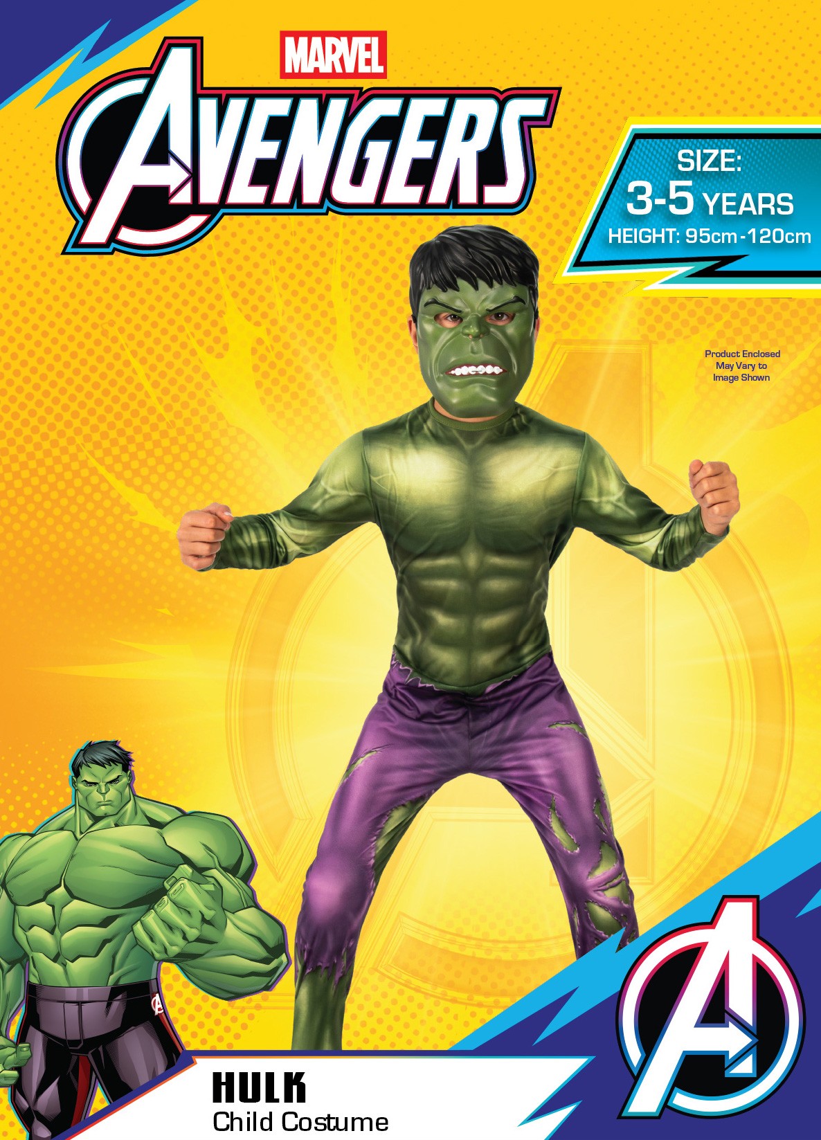 HULK COSTUME, CHILD - 3-5 YRS - Packaging