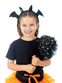 WITCH BLACK &amp; GOLD STAR BROOM - Back