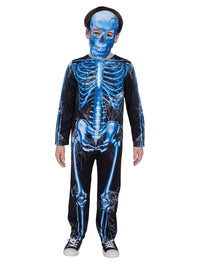 SKELETON NEON BLUE COSTUME, CHILD - Back