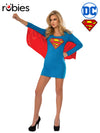 SUPERGIRL DRESS WITH WINGS, ADULT - Front