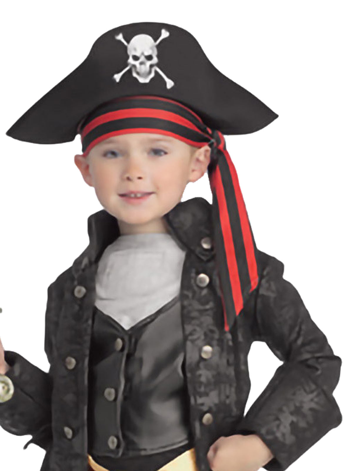 CAPTAIN BLACK DELUXE COSTUME, CHILD - M - Back