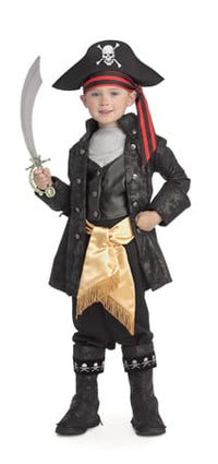 CAPTAIN BLACK DELUXE COSTUME, CHILD - M - Front