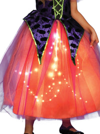 LIGHT UP PURPLE AND ORANGE WITCH COSTUME, CHILD - Side
