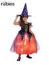 LIGHT UP PURPLE AND ORANGE WITCH COSTUME, CHILD - Front
