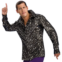 DISCO SHIRT - BLACK WITH SILVER STARS, ADULT - Back