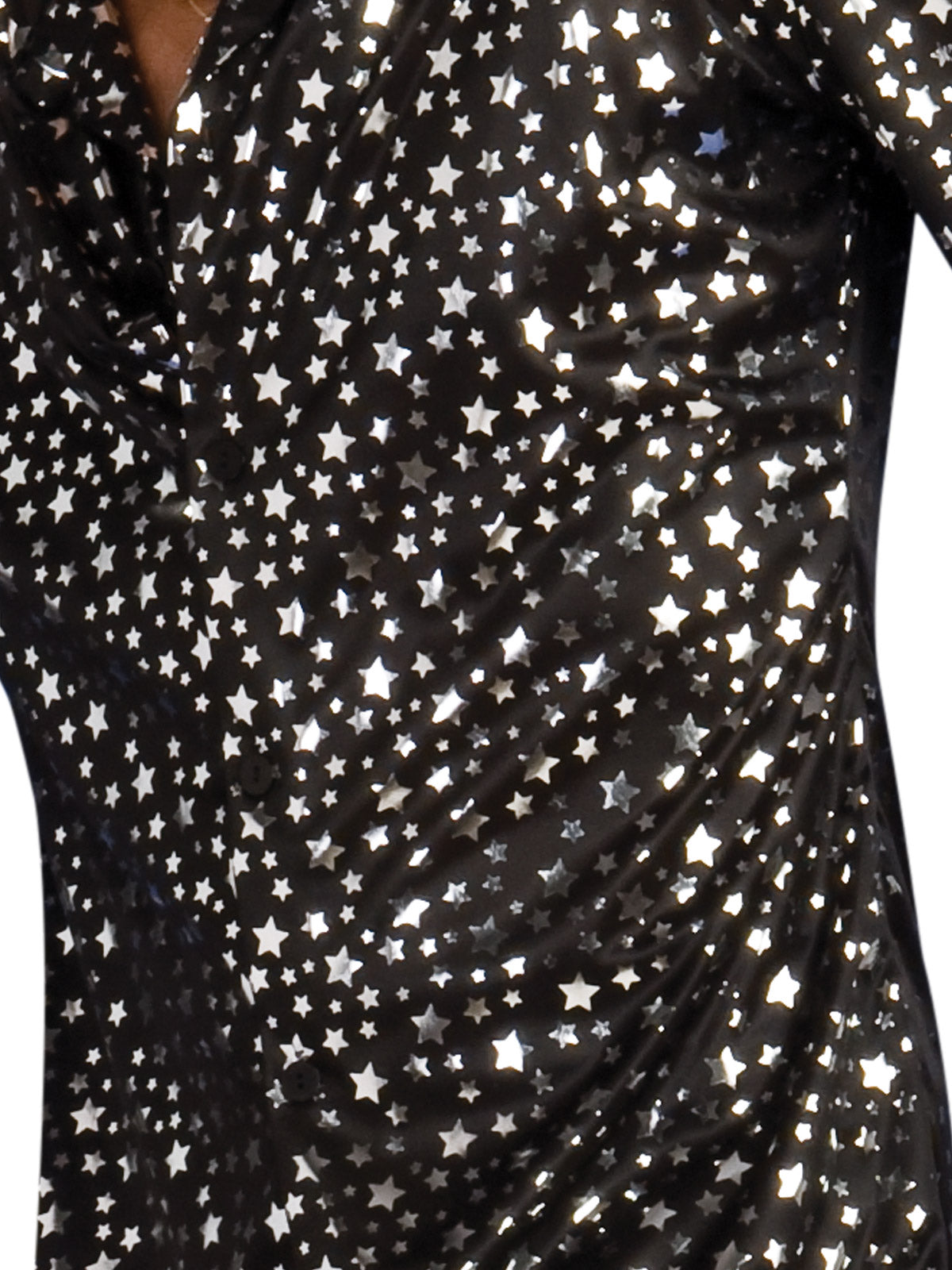 DISCO SHIRT - BLACK WITH SILVER STARS, ADULT - Side