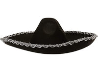 MEXICAN SOMBRERO, BLACK - ADULT - Back