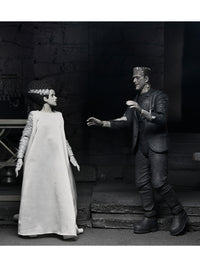 UNIVERSAL MONSTERS X BRIDE OF FRANKENSTEIN 90TH ANNIVERSARY - THE MONSTER &amp; HIS MATE 2PK 7" FIGURES (B&amp;W)