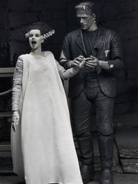 UNIVERSAL MONSTERS X BRIDE OF FRANKENSTEIN 90TH ANNIVERSARY - THE MONSTER &amp; HIS MATE 2PK 7" FIGURES (B&amp;W) - Packaging