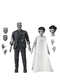 UNIVERSAL MONSTERS X BRIDE OF FRANKENSTEIN 90TH ANNIVERSARY - THE MONSTER &amp; HIS MATE 2PK 7" FIGURES (B&amp;W) - Back